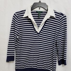 Lauren Ralph Lauren navy & white striped shirt, XL